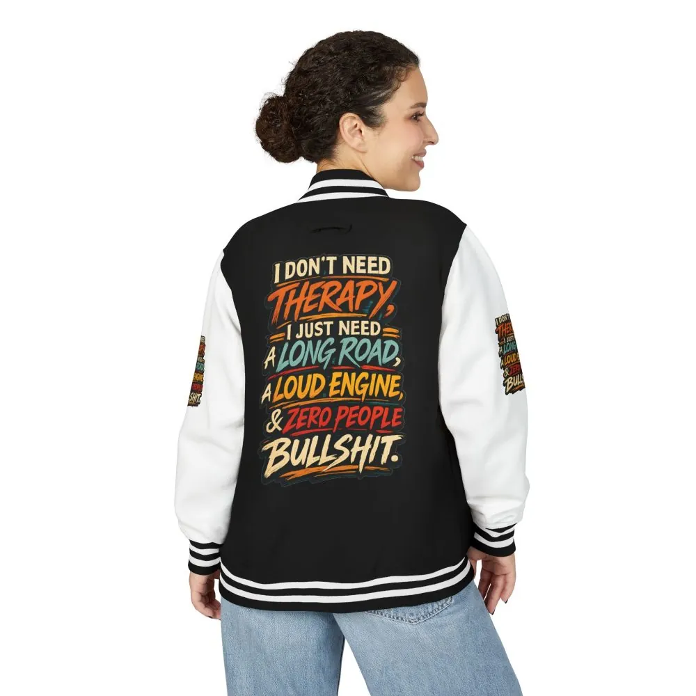 Unisex Heavyweight Letterman Jacket — "I Dont Need Therapy" Design F**K-Line