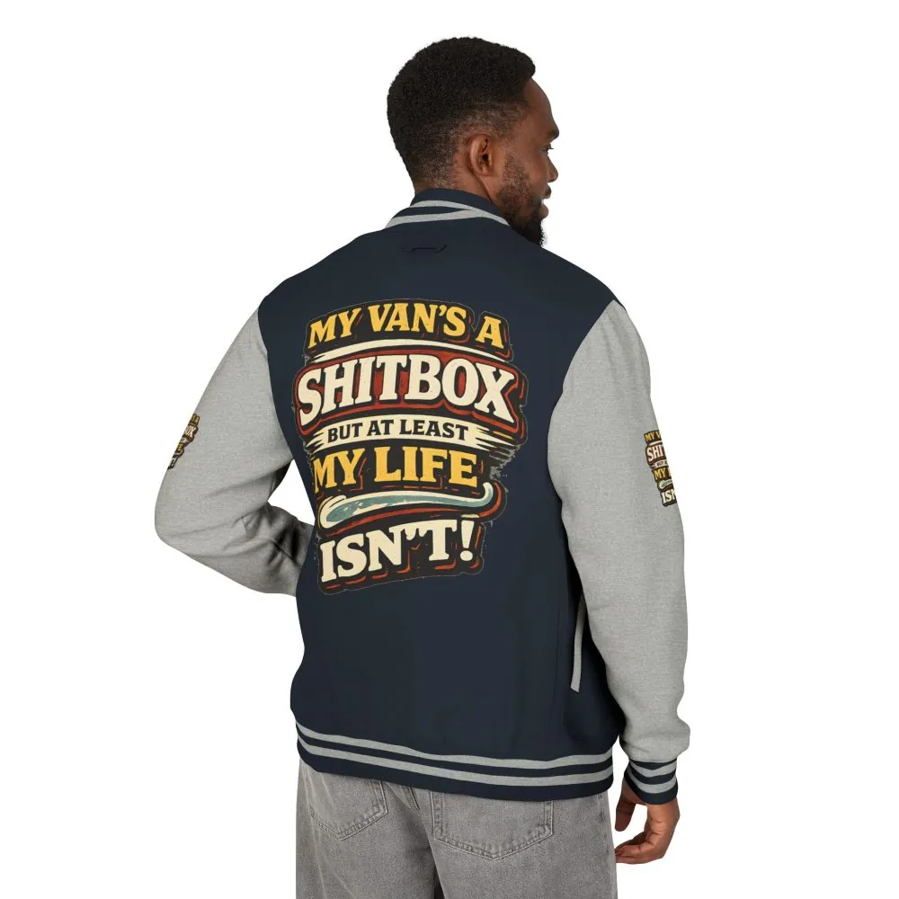 Unisex Heavyweight Letterman Jacket — "My Van`s A Shitbox" Design F**K-Line