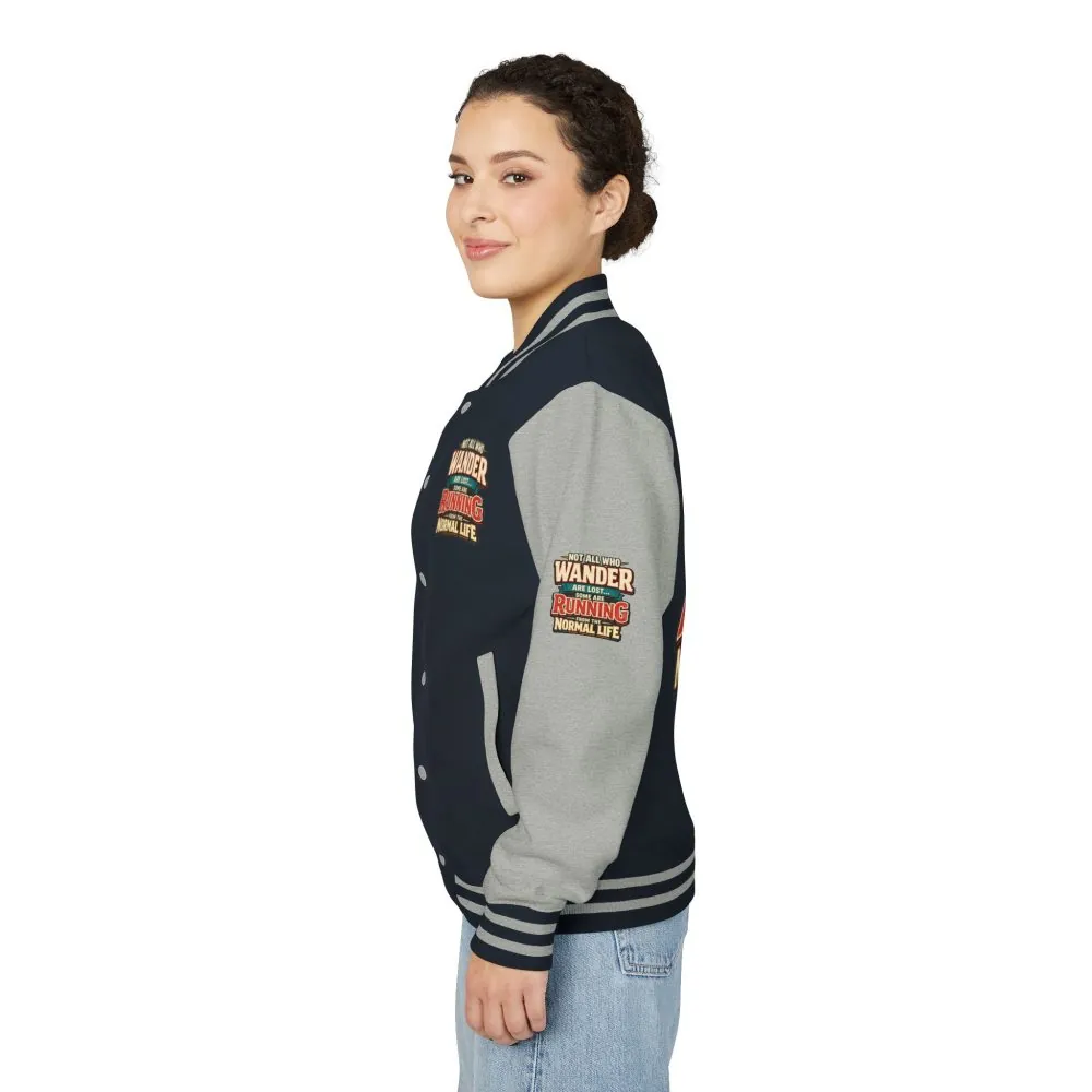 Unisex Heavyweight Letterman Jacket — "Not All Who Wander Are Lost" Design F**K-Line