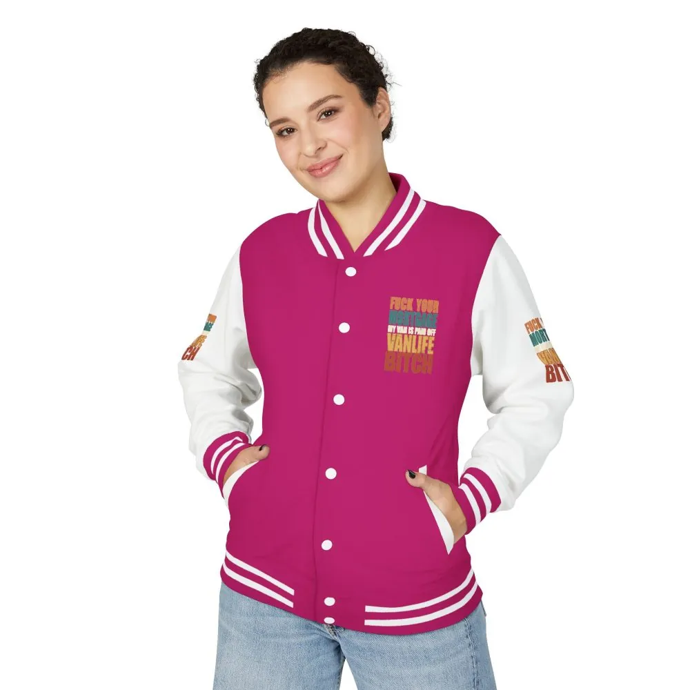Unisex Heavyweight Letterman Jacket — "Fuck Your Mortgage" Design F**K-Line