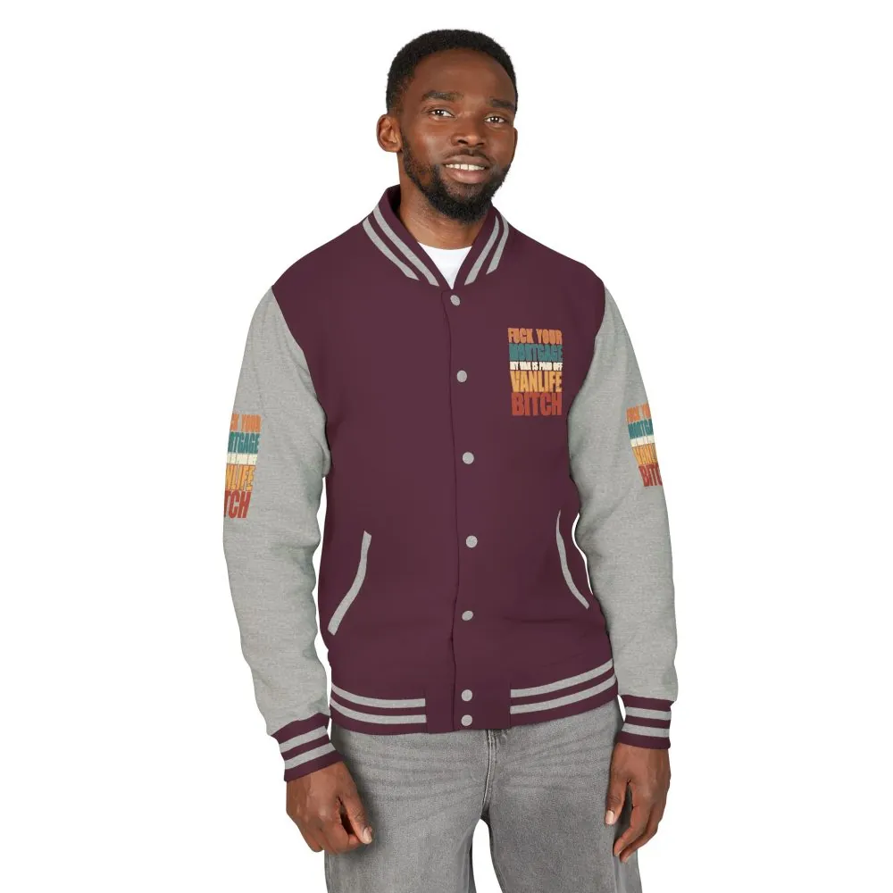 Unisex Heavyweight Letterman Jacket — "Fuck Your Mortgage" Design F**K-Line