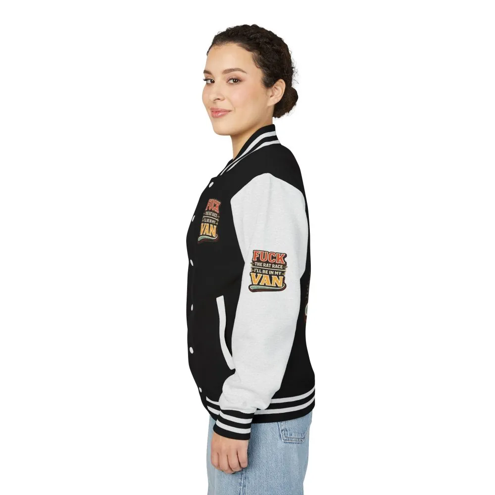 Unisex Heavyweight Letterman Jacket — "Fuck The Rat Race" Design F**K-Line