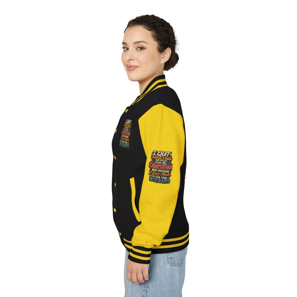 Unisex Heavyweight Letterman Jacket — "I Quit Adulting" Design F**K-Line