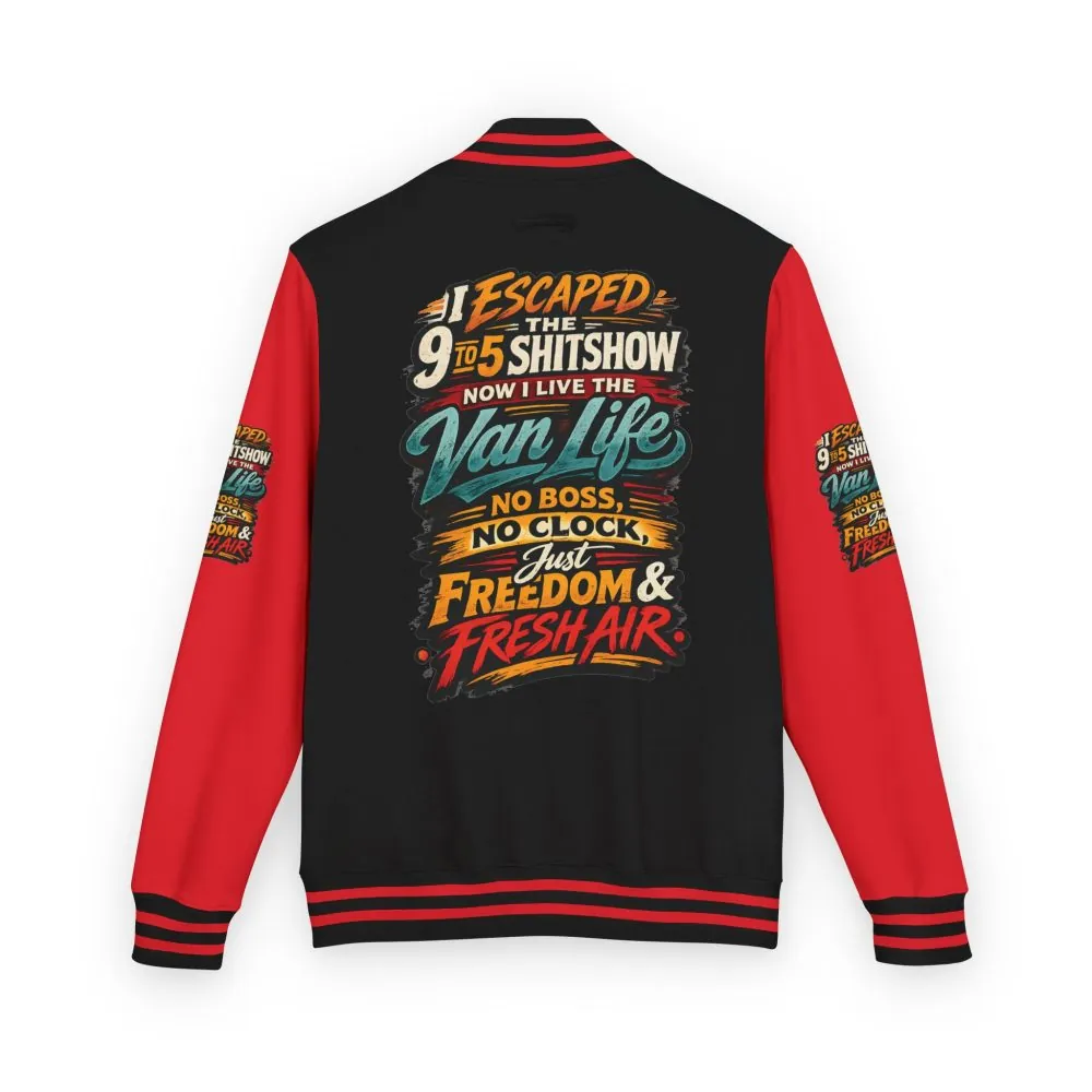 6566672135767503908_2048.jpeg Unisex Heavyweight Letterman Jacket — "I Escaped The 9 To 5" Design F**K-Line