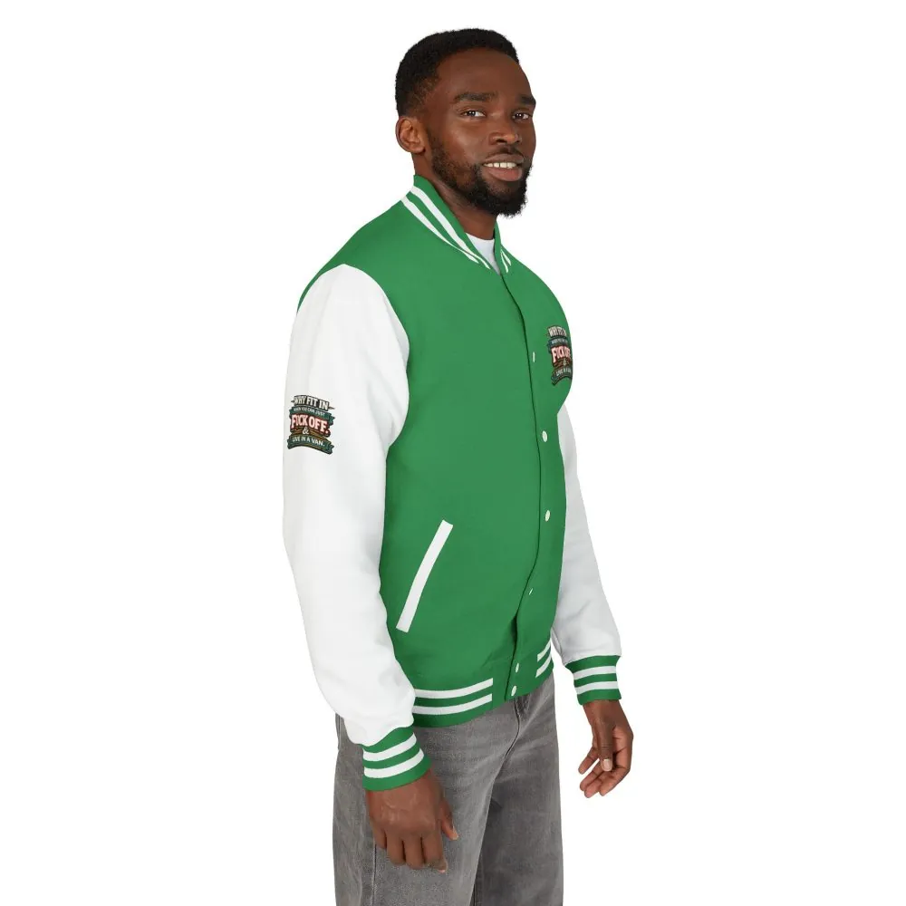 Unisex Heavyweight Letterman Jacket — "Why Fit In" Design F**K-Line