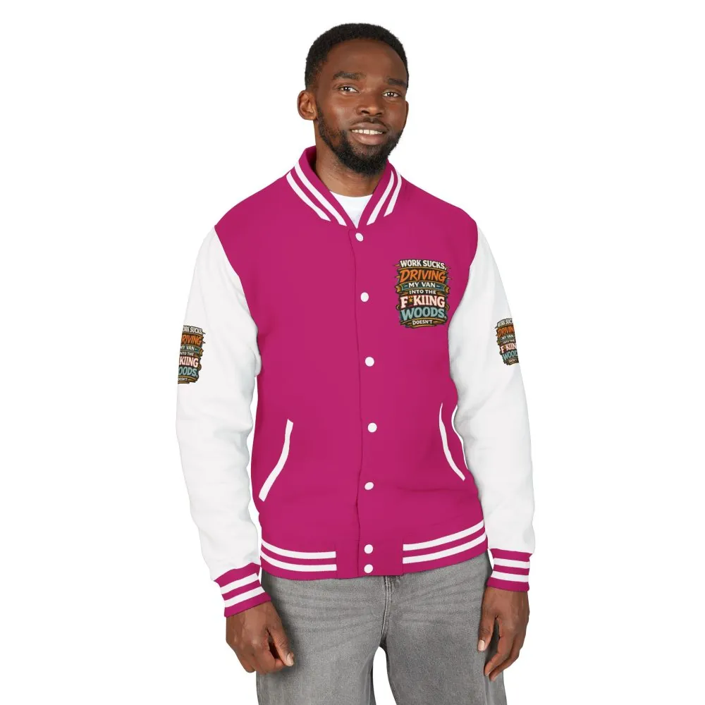 Unisex Heavyweight Letterman Jacket — "Work Sucks" Design F**K-Line