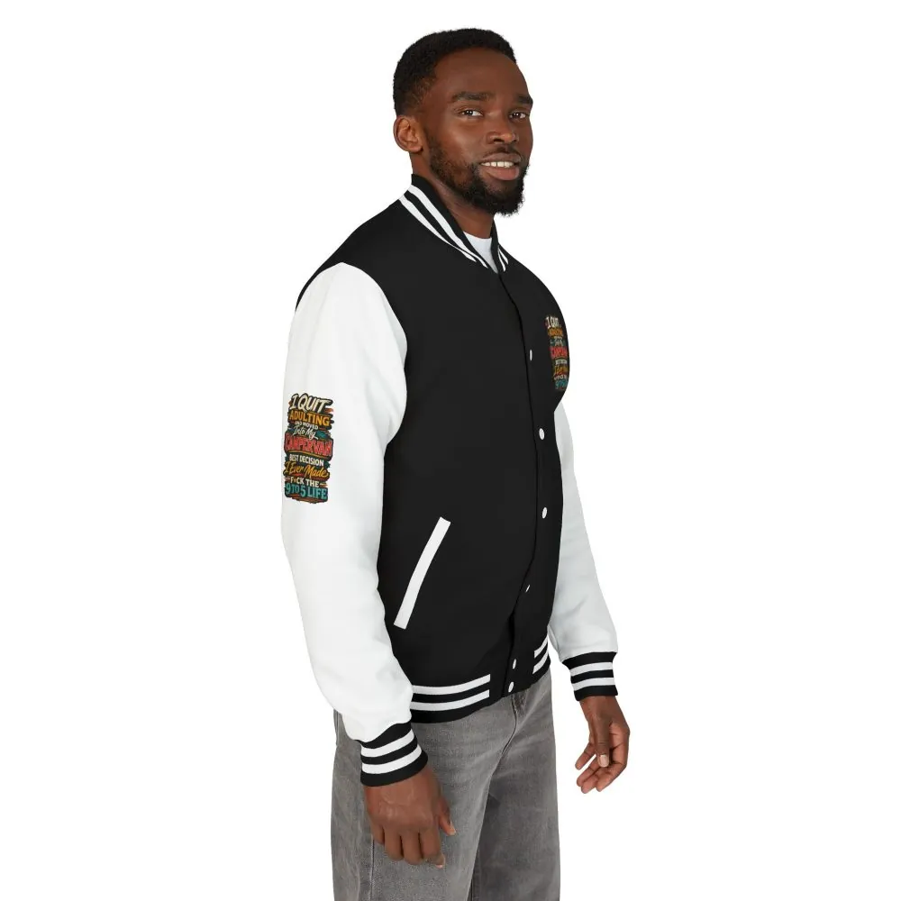 Unisex Heavyweight Letterman Jacket — "I Quit Adulting" Design F**K-Line
