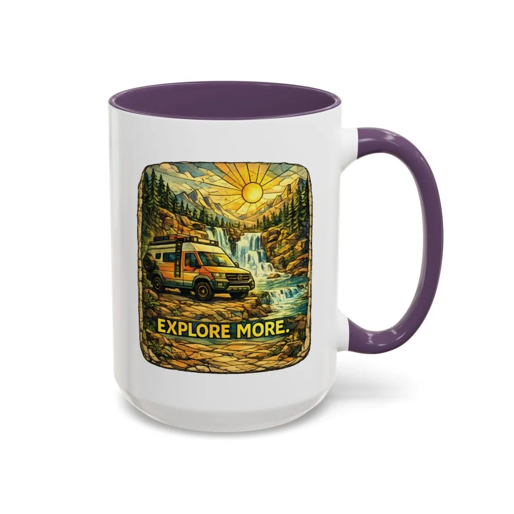 Accent Coffee Mug (11, 15oz) — "Explore More" Design Cubic-Line