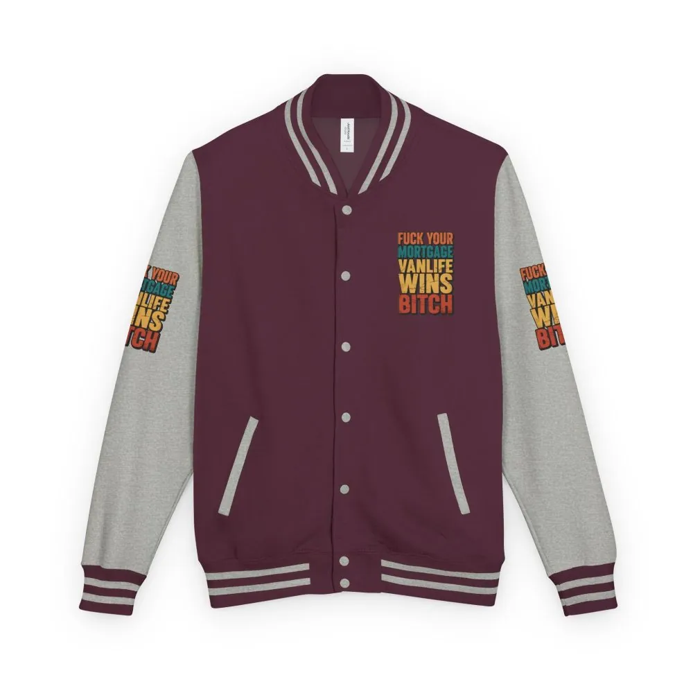 Unisex Heavyweight Letterman Jacket — "Fuck Your Mortgage" Design F**K-Line