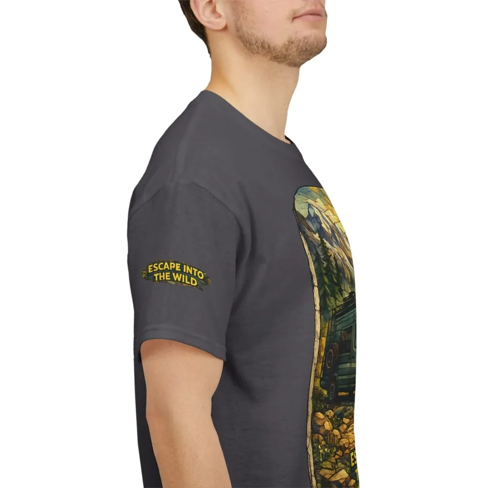Unisex Heavy Cotton Tee — "Escape Into The Wild" Design Cubic-Line