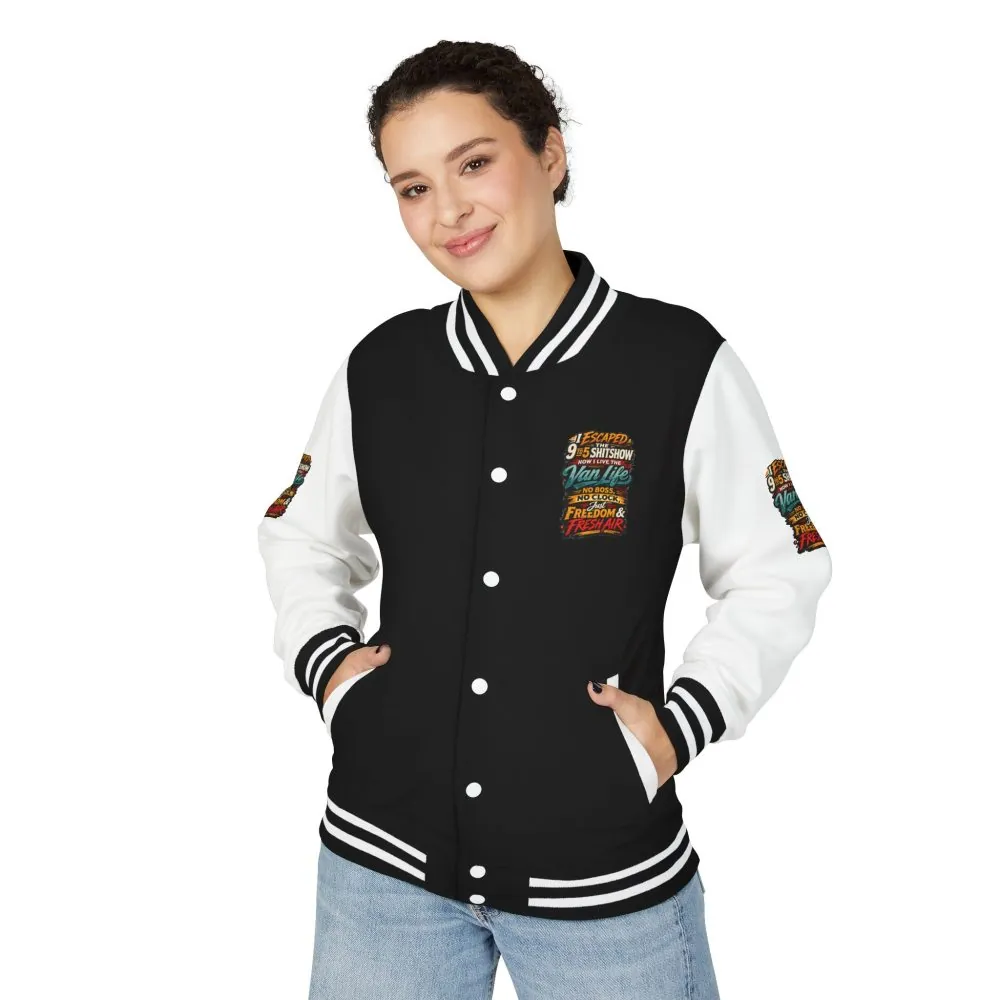 7108970526995288063_2048.jpeg Unisex Heavyweight Letterman Jacket — "I Escaped The 9 To 5" Design F**K-Line
