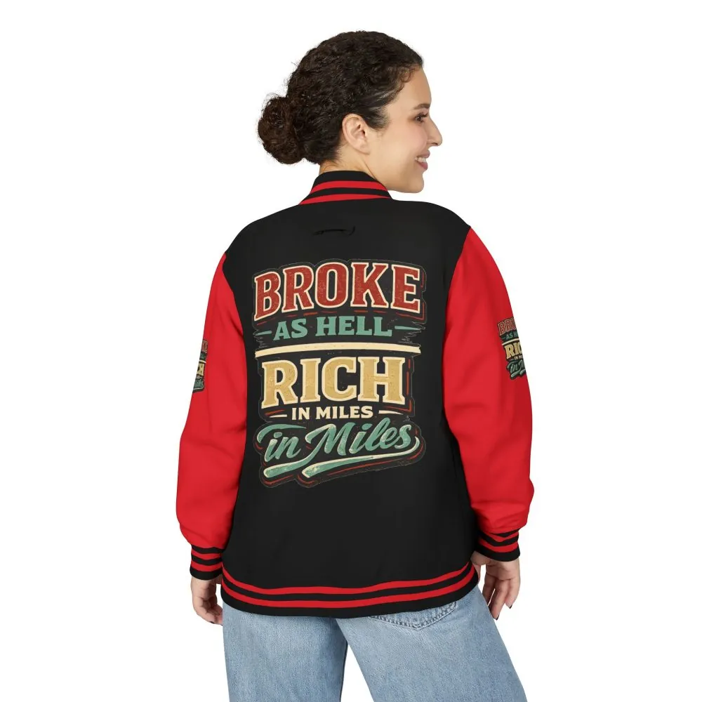 Unisex Heavyweight Letterman Jacket — "Broke As Hell" Design F**K-Line