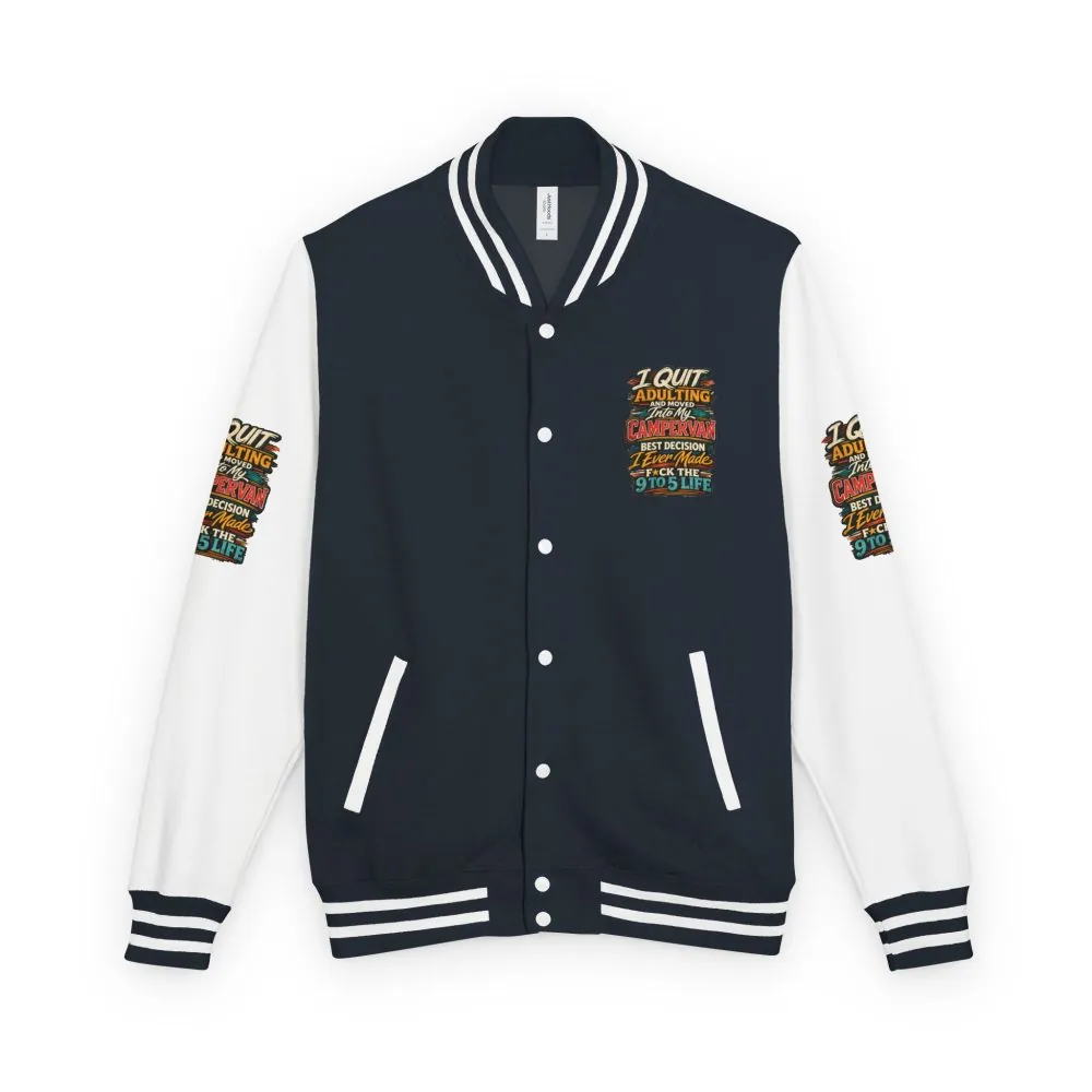 Unisex Heavyweight Letterman Jacket — "I Quit Adulting" Design F**K-Line