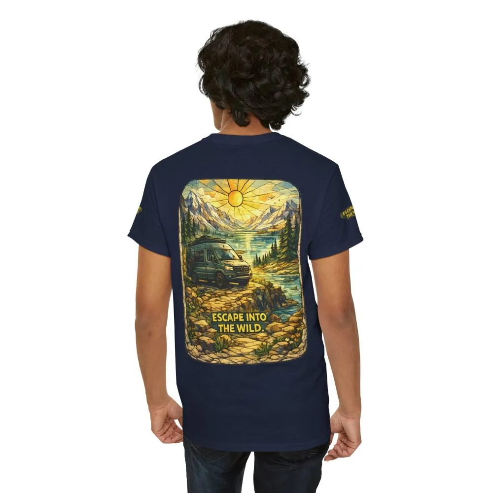 Unisex Heavy Cotton Tee — "Escape Into The Wild" Design Cubic-Line