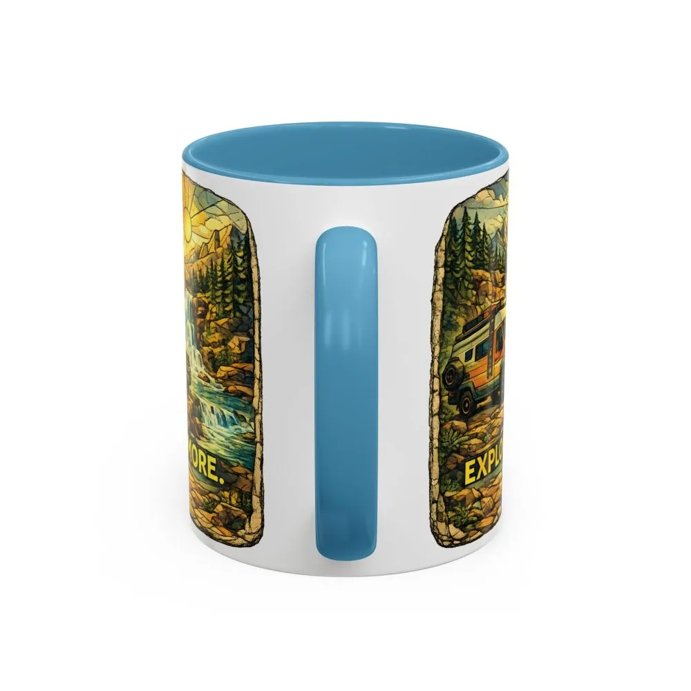 Accent Coffee Mug (11, 15oz) — "Explore More" Design Cubic-Line