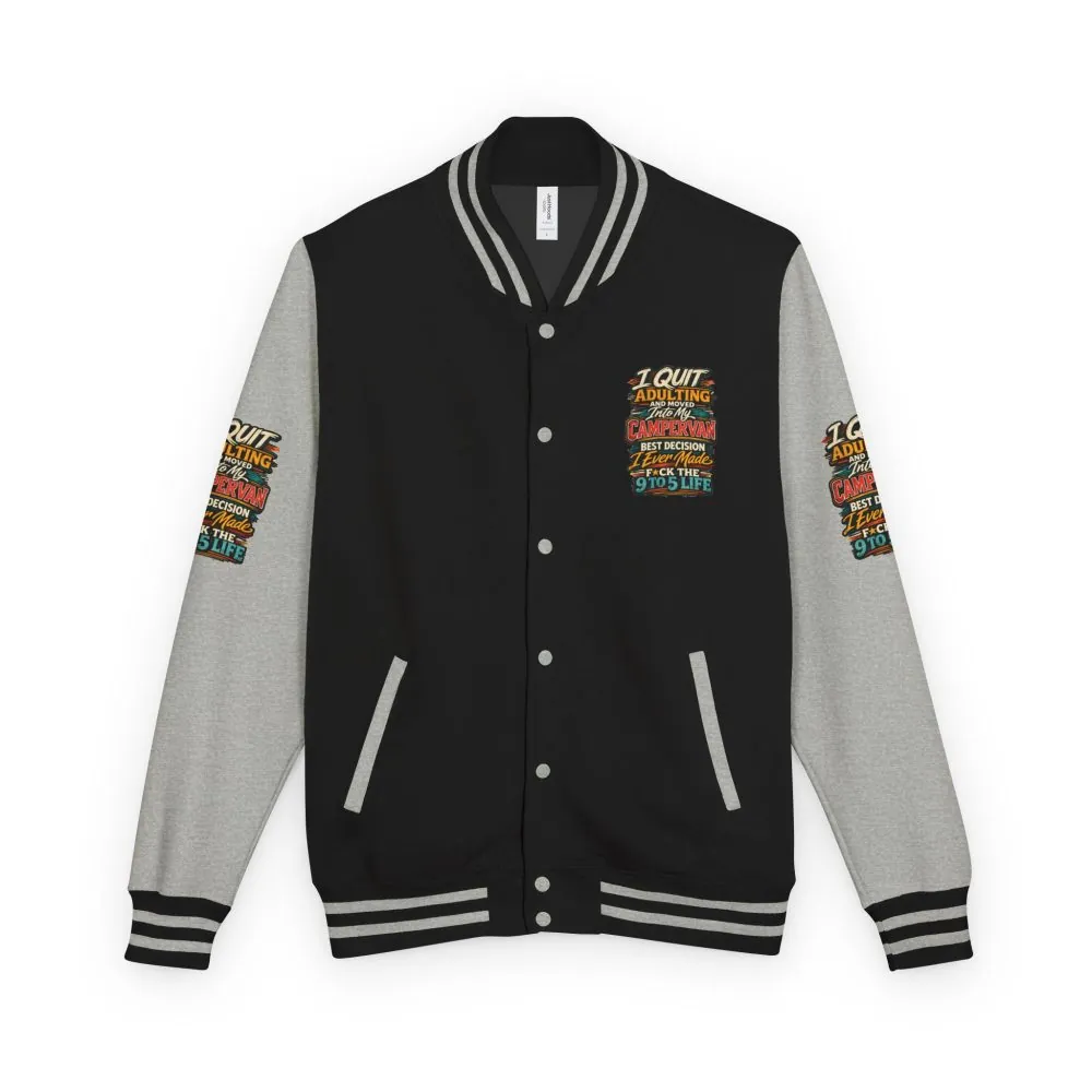 Unisex Heavyweight Letterman Jacket — "I Quit Adulting" Design F**K-Line
