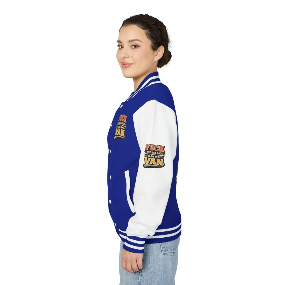 Unisex Heavyweight Letterman Jacket — "Fuck The Rat Race" Design F**K-Line