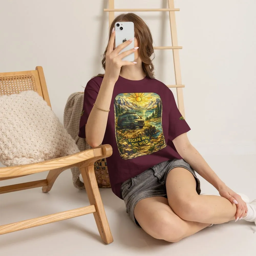 Unisex Heavy Cotton Tee — "Escape Into The Wild" Design Cubic-Line