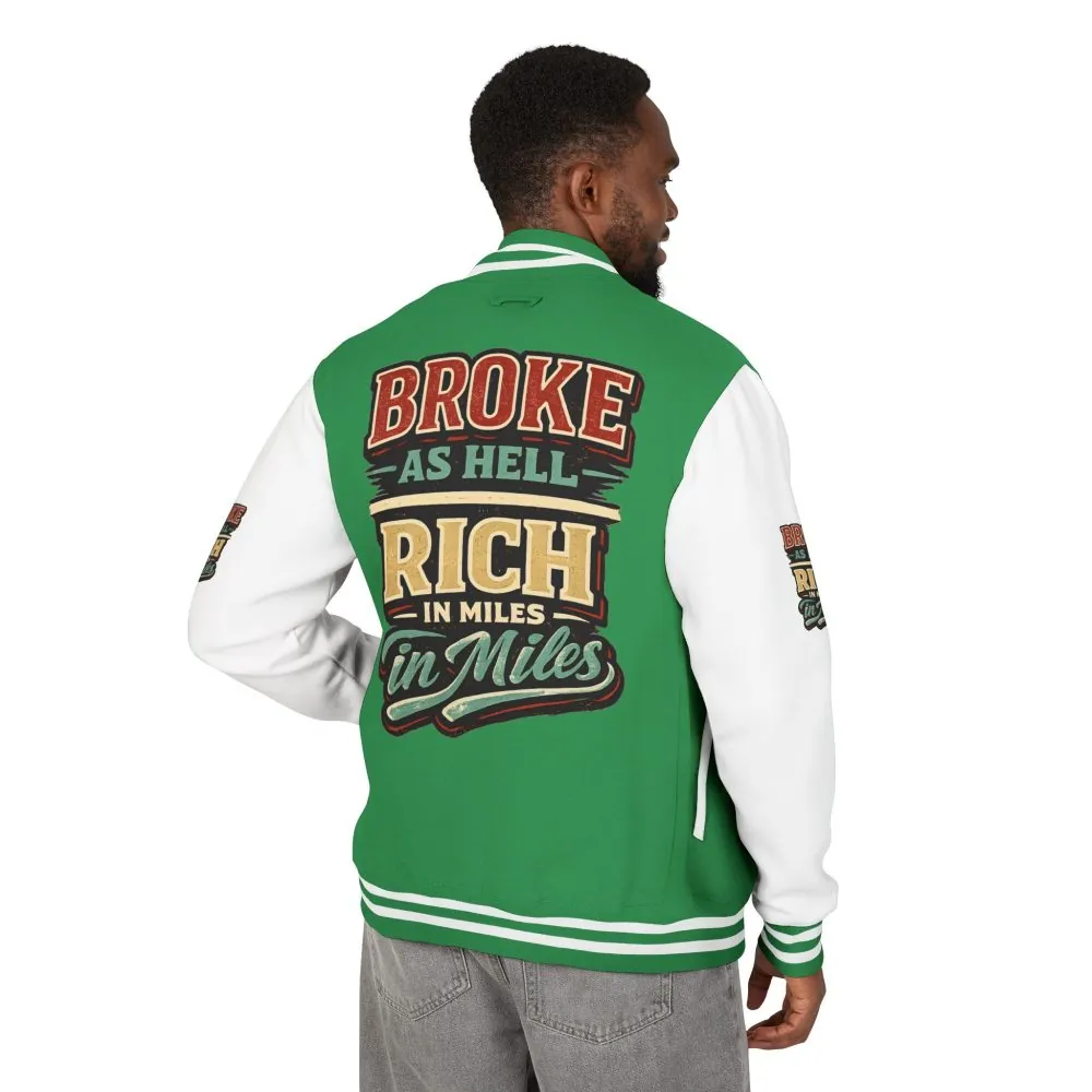 Unisex Heavyweight Letterman Jacket — "Broke As Hell" Design F**K-Line