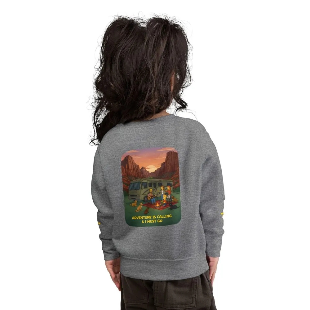 7431950451424487451_2048.jpeg Toddler Sweatshirt - "Adventure Is Calling-I Must Go" (Design Sitcom-Line)