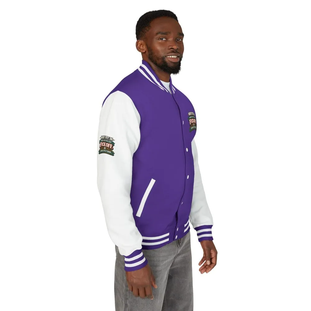 Unisex Heavyweight Letterman Jacket — "Why Fit In" Design F**K-Line