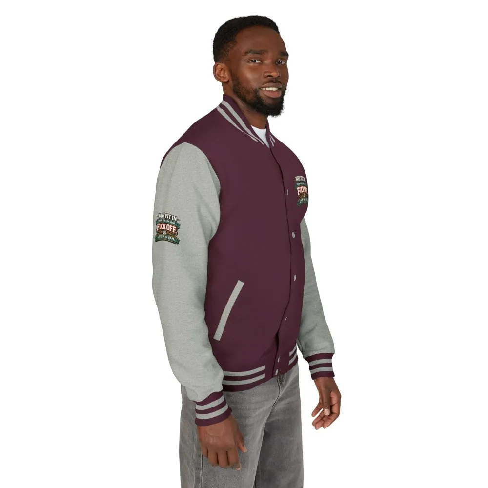 Unisex Heavyweight Letterman Jacket — "Why Fit In" Design F**K-Line