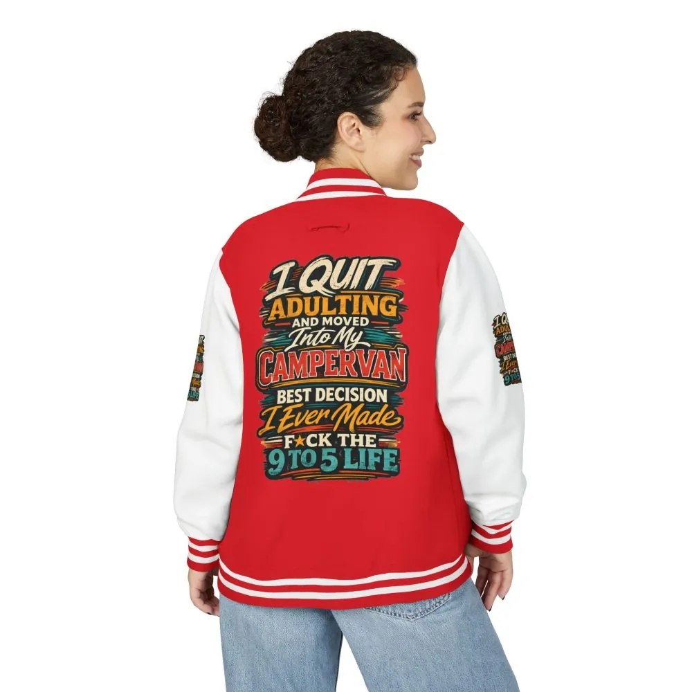 Unisex Heavyweight Letterman Jacket — "I Quit Adulting" Design F**K-Line
