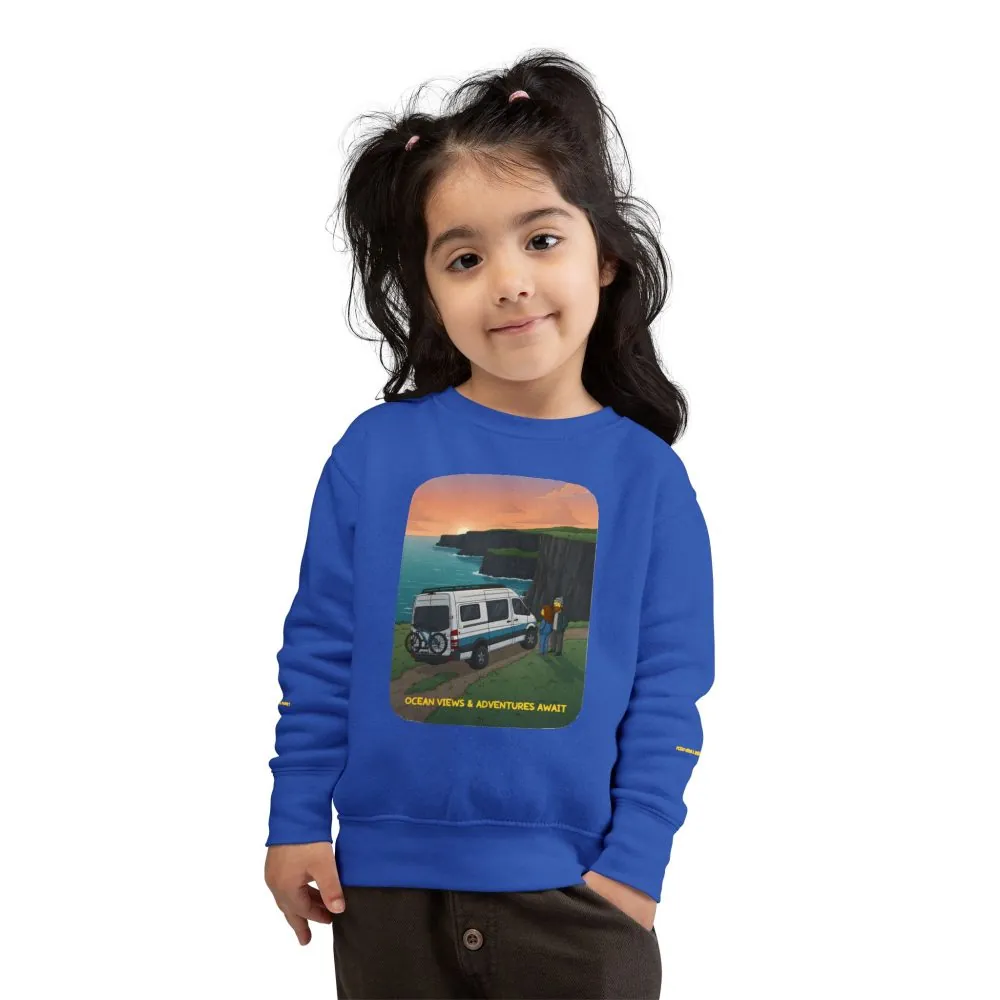 Toddler Sweatshirt - "Ocean Views-Adventures Awaits" (Design Sitcom-Line)