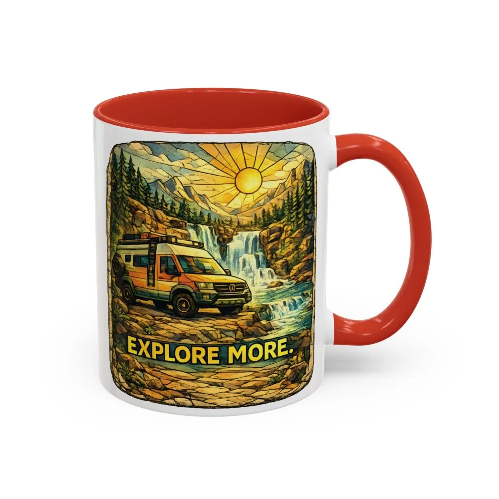 Accent Coffee Mug (11, 15oz) — "Explore More" Design Cubic-Line