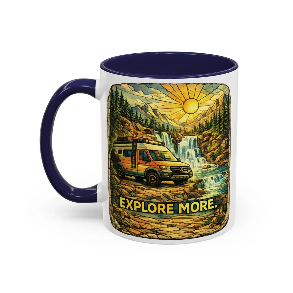 Accent Coffee Mug (11, 15oz) — "Explore More" Design Cubic-Line