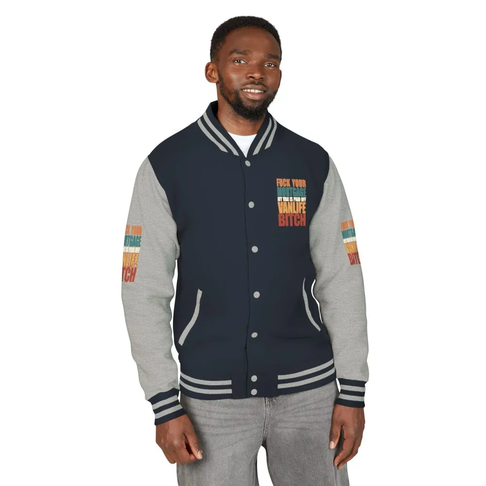 Unisex Heavyweight Letterman Jacket — "Fuck Your Mortgage" Design F**K-Line