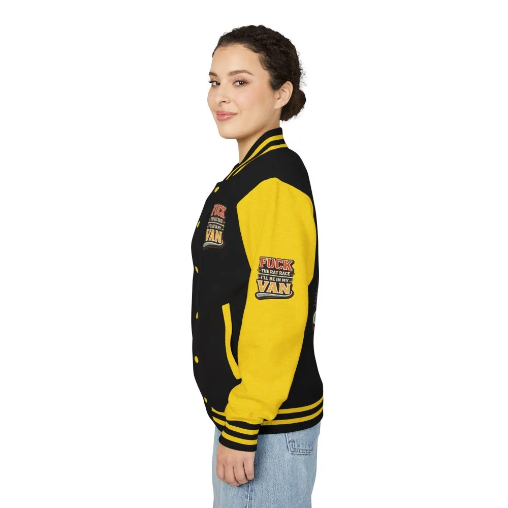 Unisex Heavyweight Letterman Jacket — "Fuck The Rat Race" Design F**K-Line
