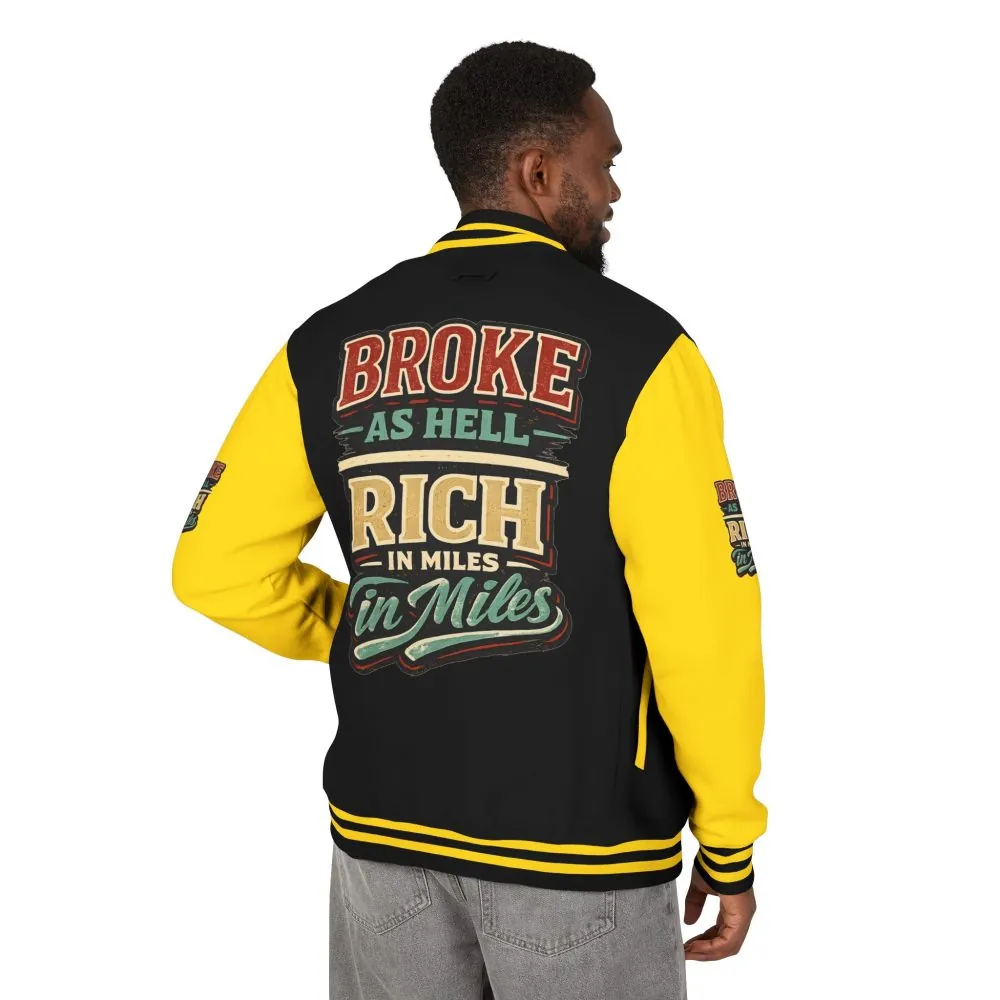 Unisex Heavyweight Letterman Jacket — "Broke As Hell" Design F**K-Line