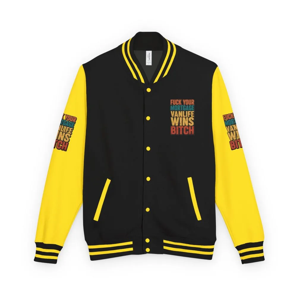 Unisex Heavyweight Letterman Jacket — "Fuck Your Mortgage" Design F**K-Line