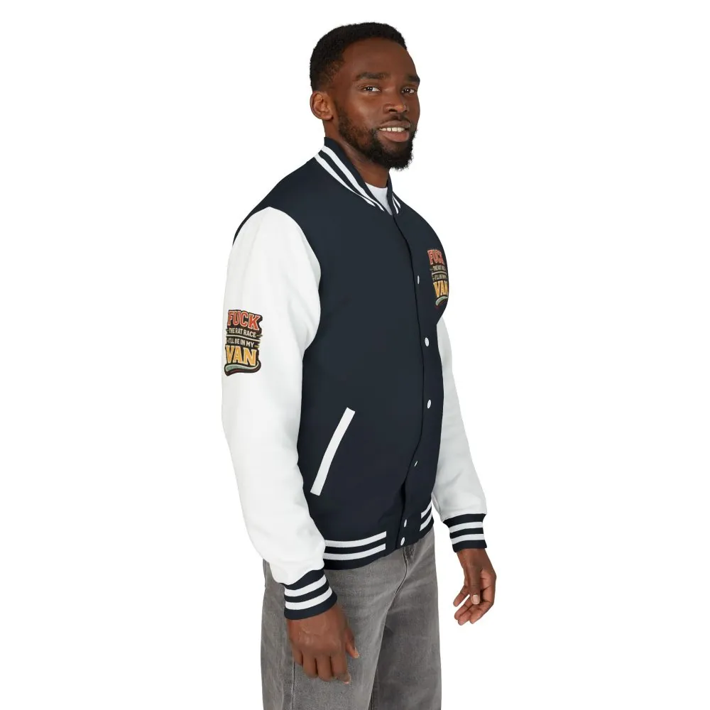 Unisex Heavyweight Letterman Jacket — "Fuck The Rat Race" Design F**K-Line