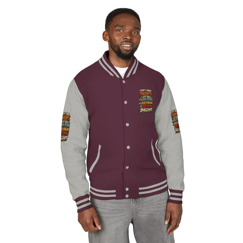 Unisex Heavyweight Letterman Jacket — "I Dont Need Therapy" Design F**K-Line