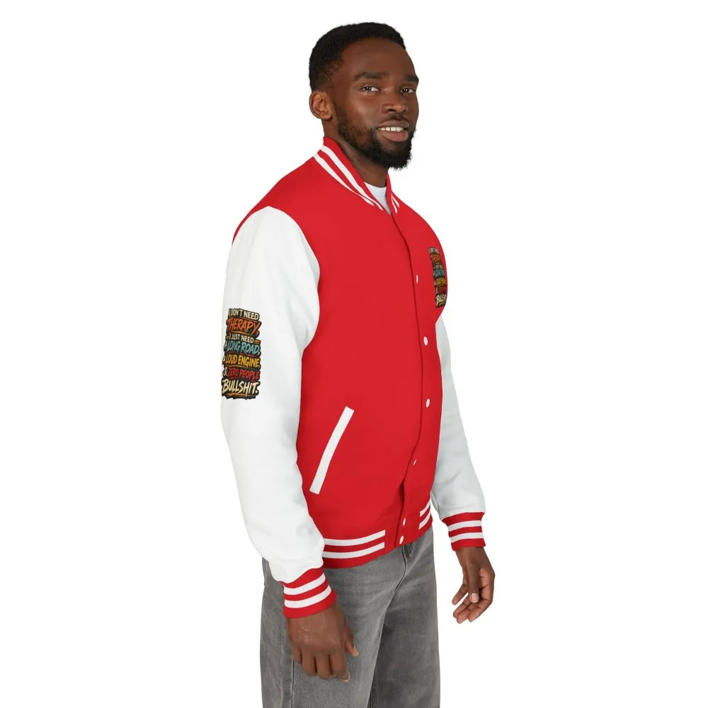 Unisex Heavyweight Letterman Jacket — "I Dont Need Therapy" Design F**K-Line