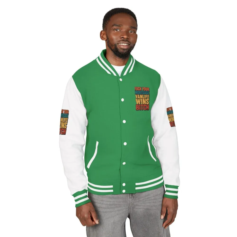 Unisex Heavyweight Letterman Jacket — "Fuck Your Mortgage" Design F**K-Line