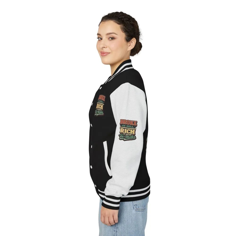 Unisex Heavyweight Letterman Jacket — "Broke As Hell" Design F**K-Line