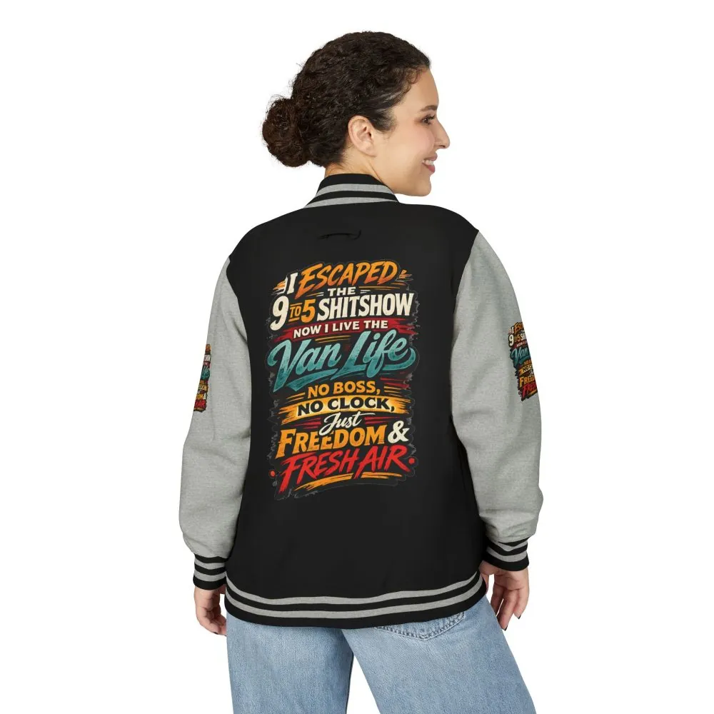 8801489903833147551_2048.jpeg Unisex Heavyweight Letterman Jacket — "I Escaped The 9 To 5" Design F**K-Line