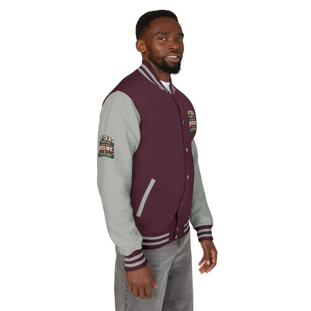 Unisex Heavyweight Letterman Jacket — "Fuck A Normal Life" Design F**K-Line