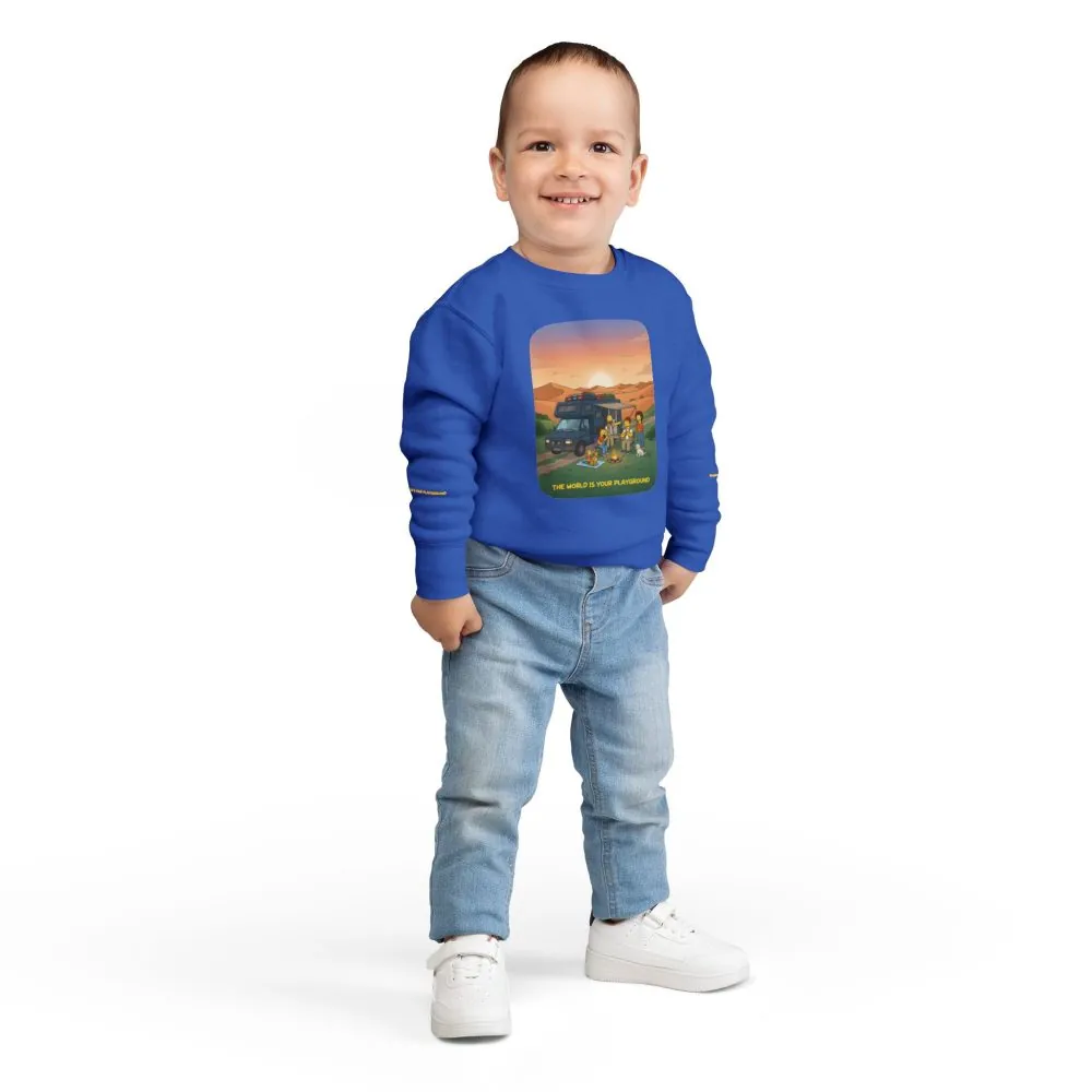 8897602443433023808_2048.jpeg Toddler Sweatshirt - "The World Is Your playground" (Design Sitcom-Line)
