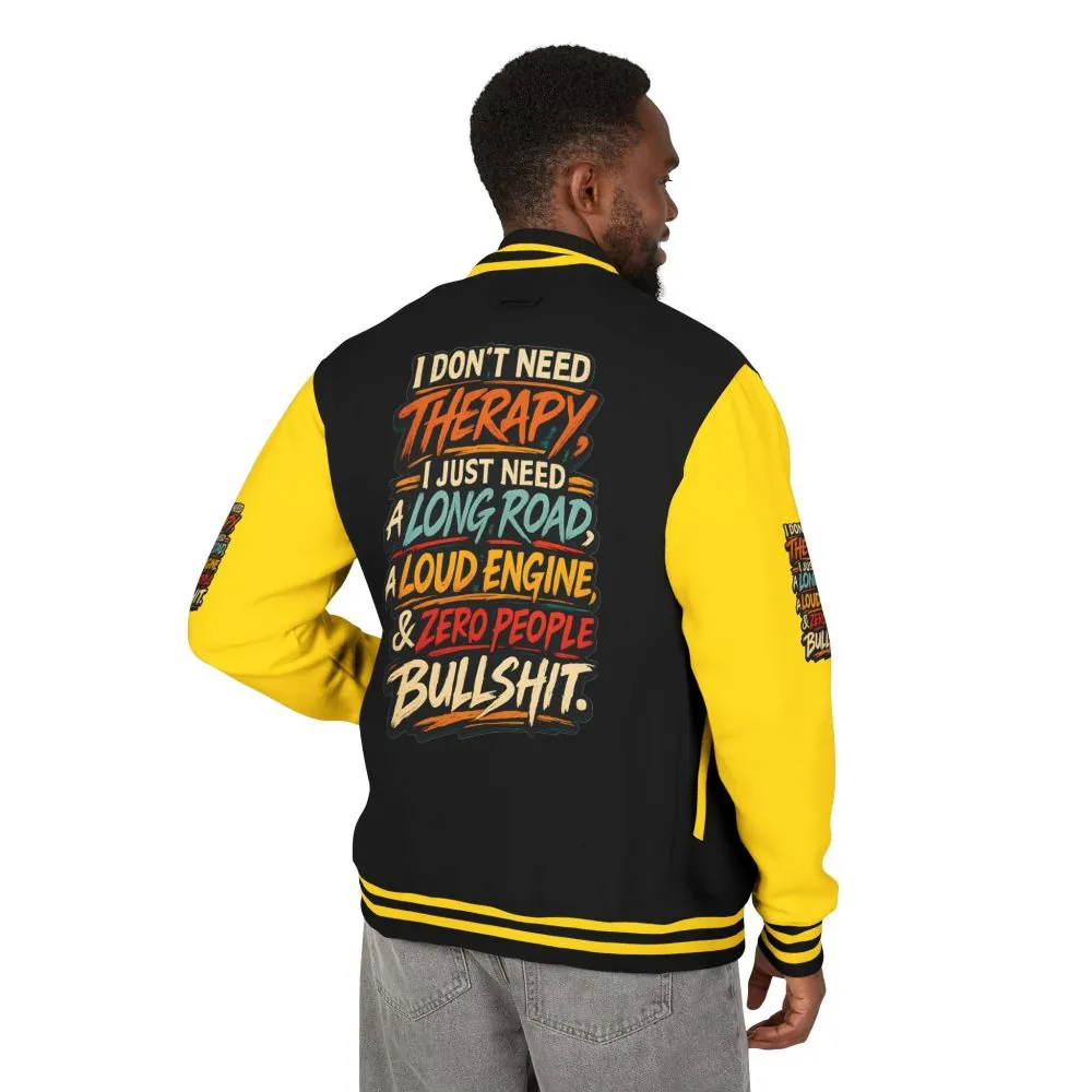 Unisex Heavyweight Letterman Jacket — "I Dont Need Therapy" Design F**K-Line