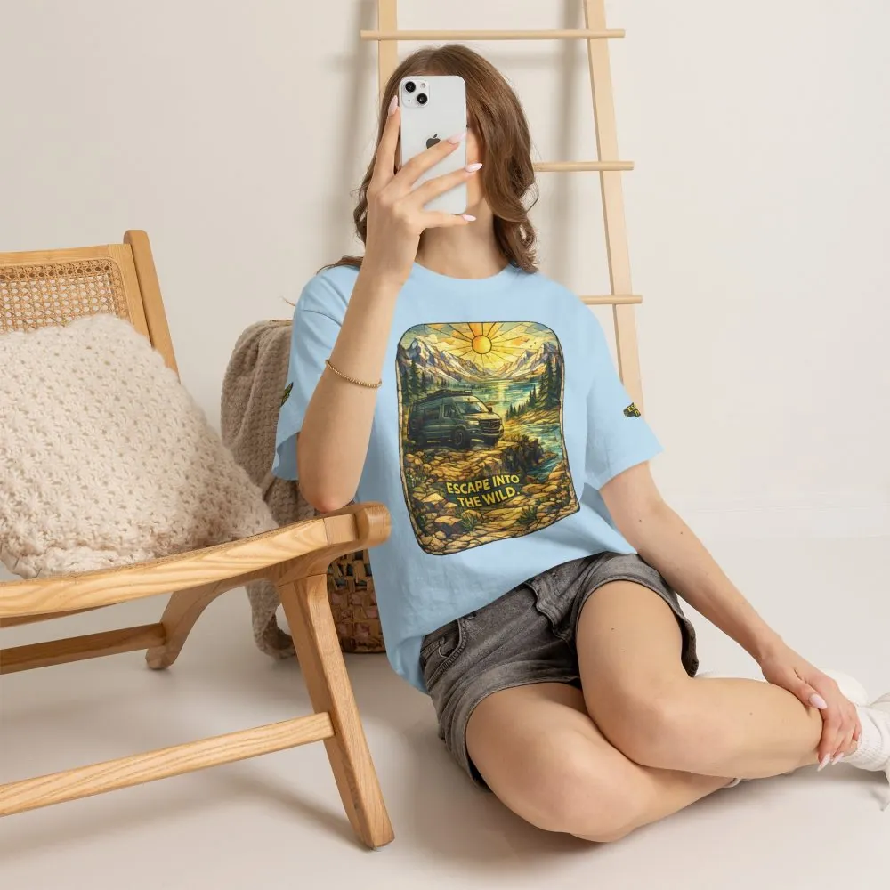 Unisex Heavy Cotton Tee — "Escape Into The Wild" Design Cubic-Line