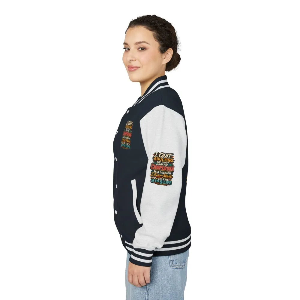 Unisex Heavyweight Letterman Jacket — "I Quit Adulting" Design F**K-Line