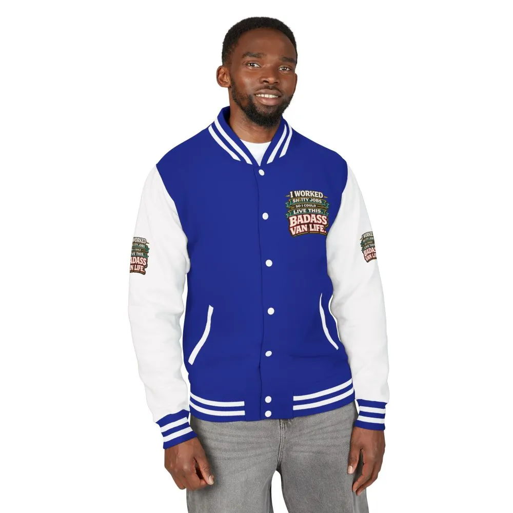 Unisex Heavyweight Letterman Jacket — "I Worked Shitty Jobs" Design F**K-Line