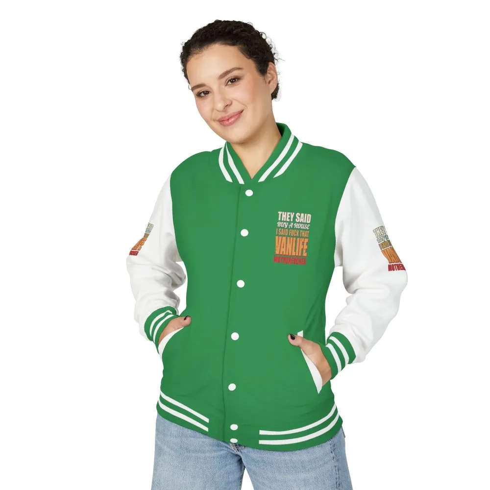 9106961550088189349_2048.jpeg Unisex Heavyweight Letterman Jacket — "They Said Buy A House" Design F**K-Line