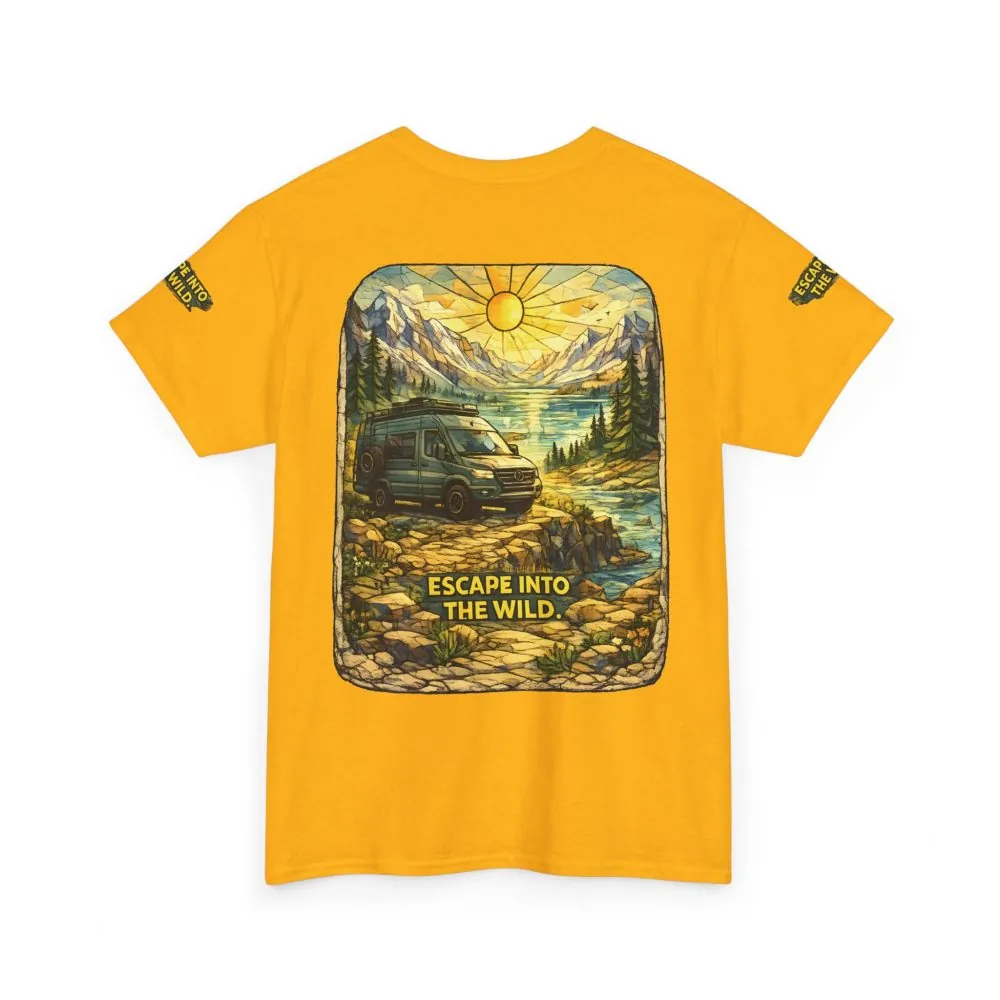 Unisex Heavy Cotton Tee — "Escape Into The Wild" Design Cubic-Line