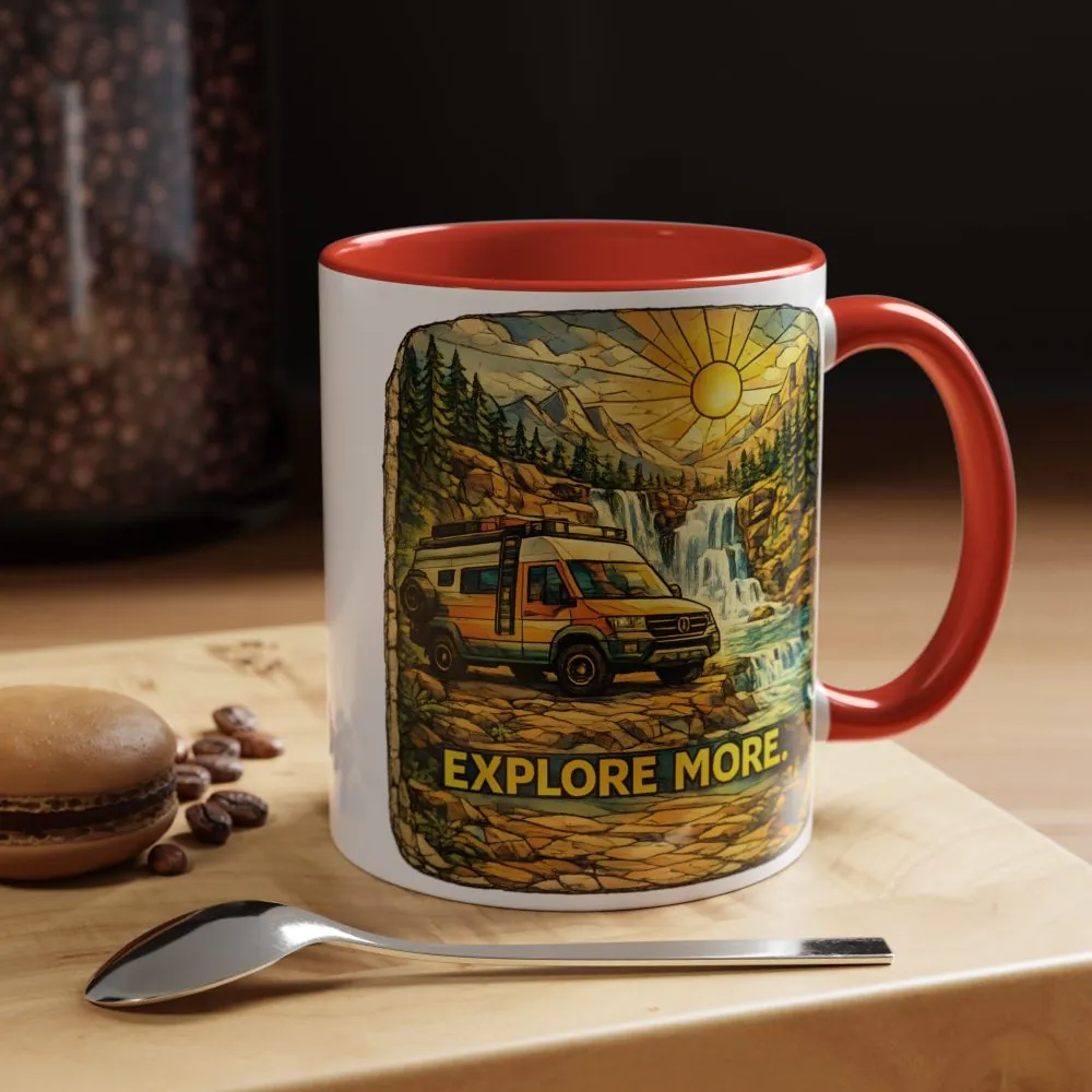 Accent Coffee Mug (11, 15oz) — "Explore More" Design Cubic-Line