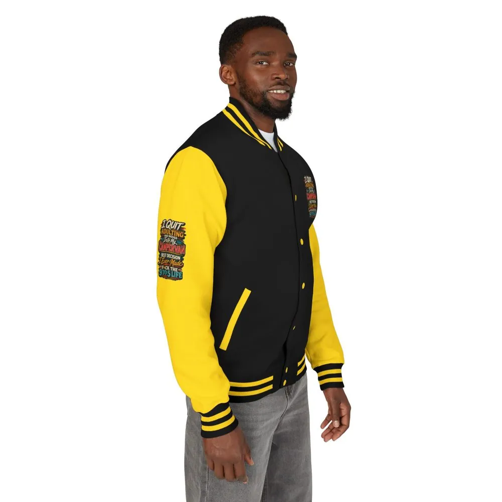 Unisex Heavyweight Letterman Jacket — "I Quit Adulting" Design F**K-Line